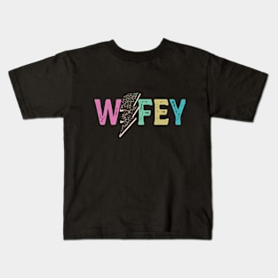 Wifey Leopard Lightning Bolt Kids T-Shirt